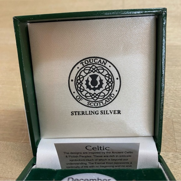 TOUCAN Sterling Silver Celtic December Birthstone Earrings - Picture 3 of 4